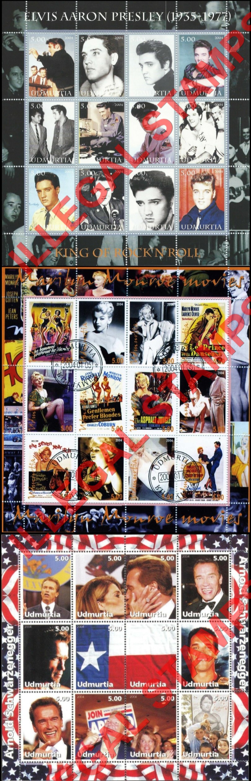 Republic of Udmurtia 2004 Counterfeit Illegal Stamps Republic of Udmurtia 2004 Counterfeit Illegal Stamps