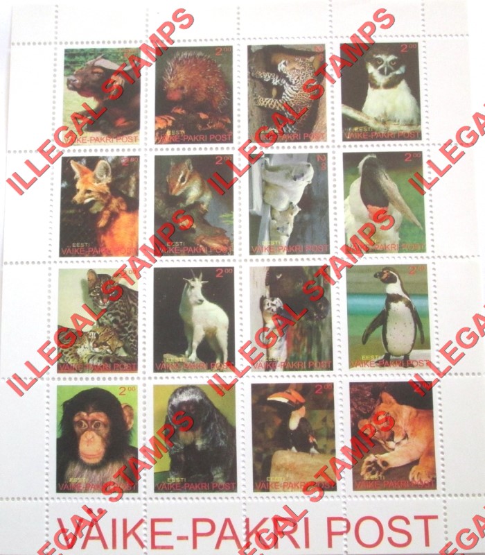 Vaike-Pakri Post Animals Illegal Stamps Vaike-Pakri Post Animals Illegal Stamps