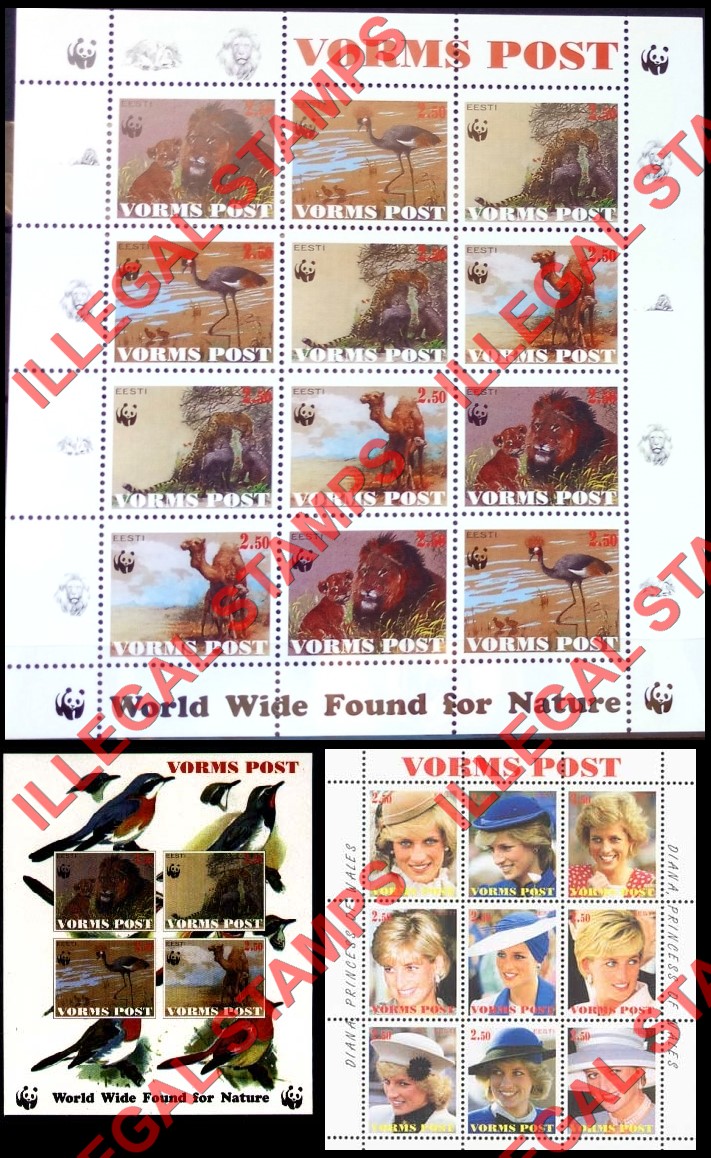 Vorms Post WWF and Princess Diana Illegal Stamps Vorms Post WWF and Princess Diana Illegal Stamps