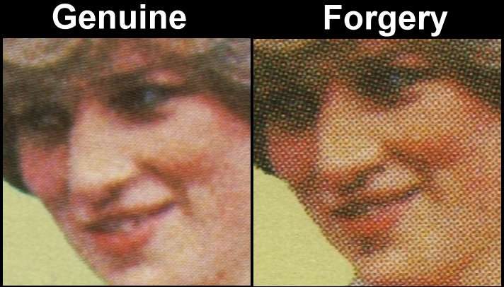 Montserrat 1982 Princess Diana 21st Birthday Inverted Frame 2nd Printing Forgery with Genuine Screen and Color Comparison of her face