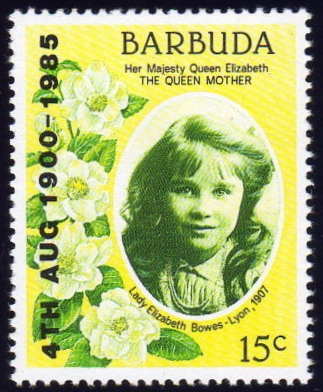 Barbuda 15c (Scott 724, SG 809a) 1st Issue Overprinted 4TH AUG 1900-1985 Missing Red Color Error Barbuda 15c (Scott 724, SG 809a) 1st Issue Overprinted 4TH AUG 1900-1985 Missing Red Color Error