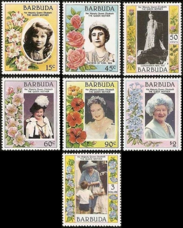 Barbuda 1985 85th Birthday of Queen Elizabeth the Queen Mother 1st Issue Barbuda 1985 85th Birthday of Queen Elizabeth the Queen Mother 1st Issue