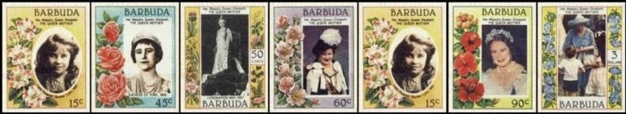 Barbuda 1985 85th Birthday of Queen Elizabeth the Queen Mother 1st Issue Imperforate Stamps Barbuda 1985 85th Birthday of Queen Elizabeth the Queen Mother 1st Issue Imperforate Stamps