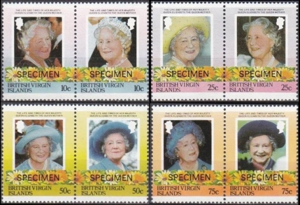 British Virgin Islands 1985 85th Birthday of Queen Elizabeth the Queen Mother Omnibus Series SPECIMEN Stamps British Virgin Islands 1985 85th Birthday of Queen Elizabeth the Queen Mother Omnibus Series SPECIMEN Stamps