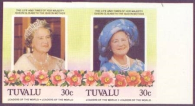 Tuvalu 1985 85th Birthday of Queen Elizabeth the Queen Mother Imperforate Stamp Variety Tuvalu 1985 85th Birthday of Queen Elizabeth the Queen Mother Imperforate Stamp Variety