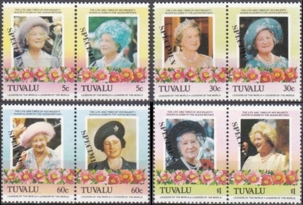 Tuvalu 1985 85th Birthday of Queen Elizabeth the Queen Mother Omnibus Series SPECIMEN Stamps Tuvalu 1985 85th Birthday of Queen Elizabeth the Queen Mother Omnibus Series SPECIMEN Stamps