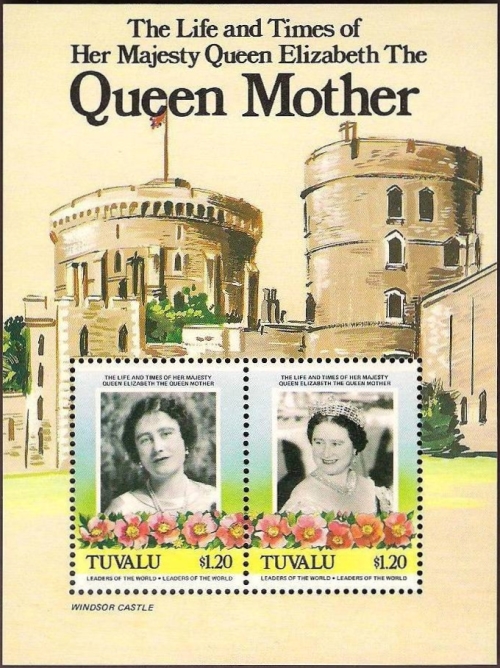 Tuvalu 1985 85th Birthday of Queen Elizabeth the Queen Mother Omnibus Series Souvenir Sheet Tuvalu 1985 85th Birthday of Queen Elizabeth the Queen Mother Omnibus Series Souvenir Sheet