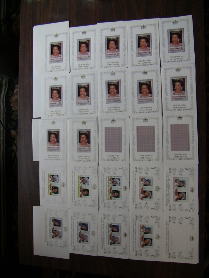 Second Rebuilt Composite Sheet Described in Robson Lowe's Archive Inventory Listing of the 1986 60th Birthday of Queen Elizabeth II Omnibus Series Unissued Souvenir Sheets Composite Press Sheets