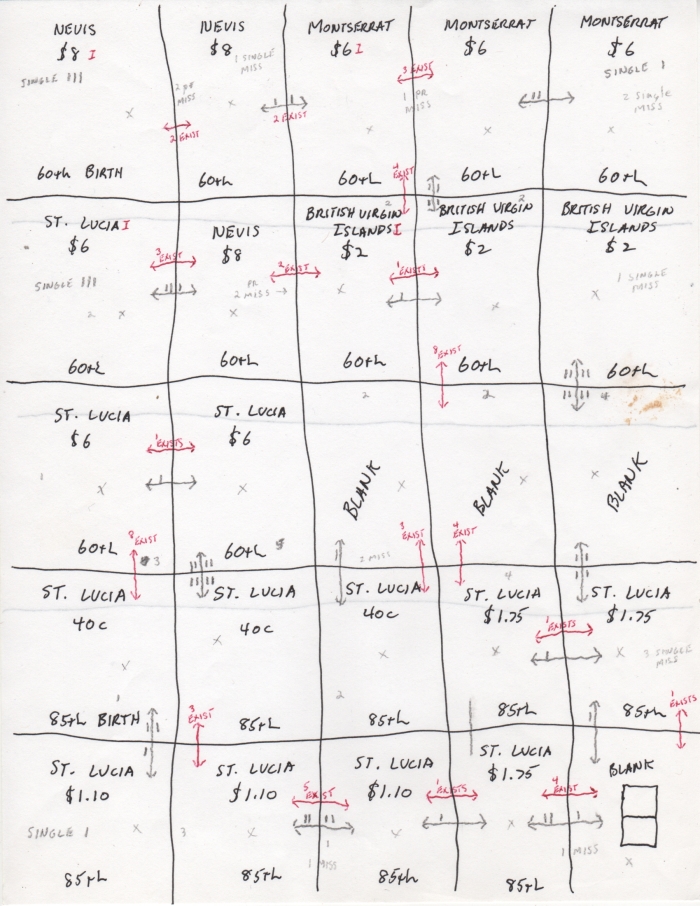 Diagram of the Second Composite Press Sheet of the 1986 60th Birthday Unissued Souvenir Sheets Described by Robson Lowe