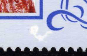 Tuvalu 1986 60th Birthday of Queen Elizabeth II $1.50 value with Large Background Flaw Closeup View Tuvalu 1986 60th Birthday of Queen Elizabeth II $1.50 value with Large Background Flaw Closeup View