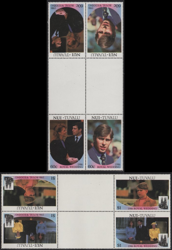 Nui 1986 Royal Wedding Perforated Tete-beche Gutter Pairs Nui 1986 Royal Wedding Perforated Tete-beche Gutter Pairs
