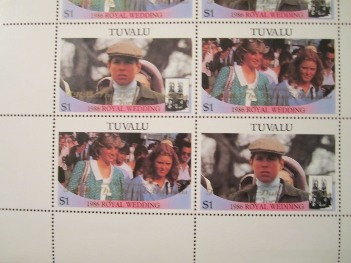 Tuvalu 1986 Royal Wedding 2nd Issue Perforated with Gold Overprint Tuvalu 1986 Royal Wedding 2nd Issue Perforated with Gold Overprint