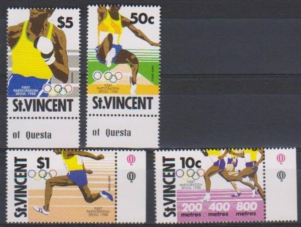 Saint Vincent 1988 Olympic Games Stamps Saint Vincent 1988 Olympic Games Stamps