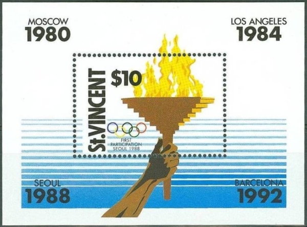 Saint Vincent 1988 Olympic Games Souvenir Sheet Saint Vincent 1988 Olympic Games Souvenir Sheet