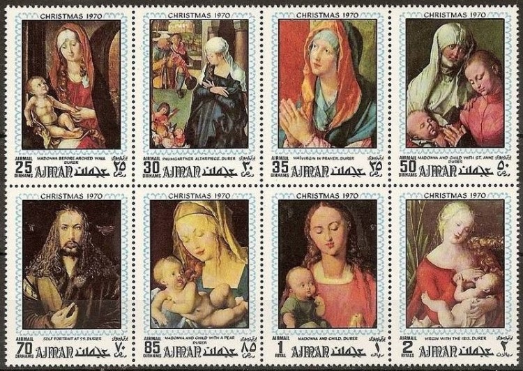 Ajman 1970 Ajman 1970 Christmas Paintings by Durer Stamps Ajman 1970 Christmas Paintings by Durer Stamps