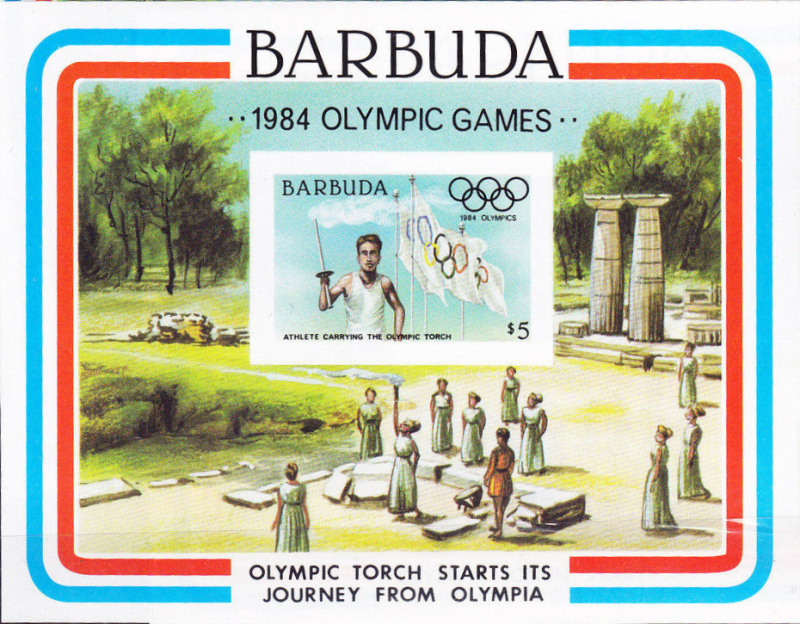 Barbuda 1984 Olympic Games Imperforate Stamp Souvenir Sheet Forgery Barbuda 1984 Olympic Games Imperforate Stamp Souvenir Sheet Forgery