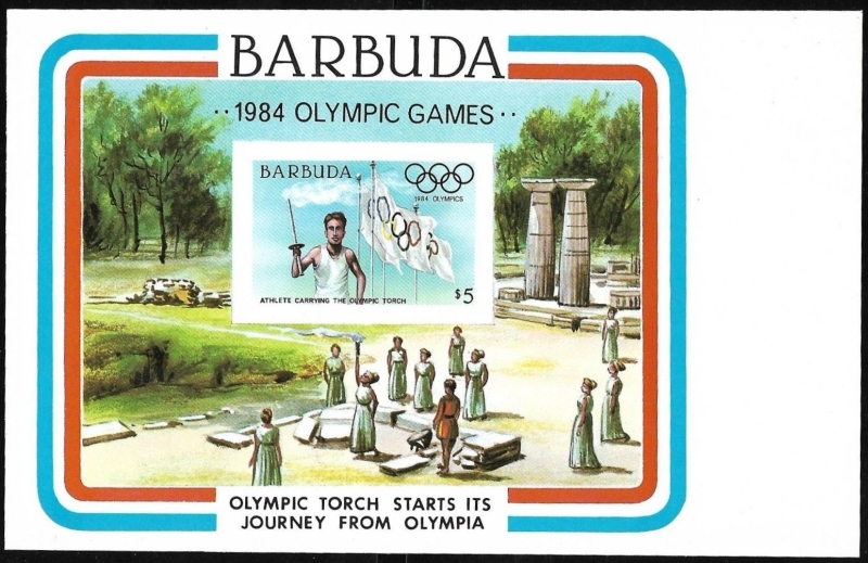 Barbuda 1984 Olympic Games Genuine Imperforate Stamp Souvenir Sheet from Master Color Proof Press Sheet Barbuda 1984 Olympic Games Genuine Imperforate Stamp Souvenir Sheet from Master Color Proof Press Sheet