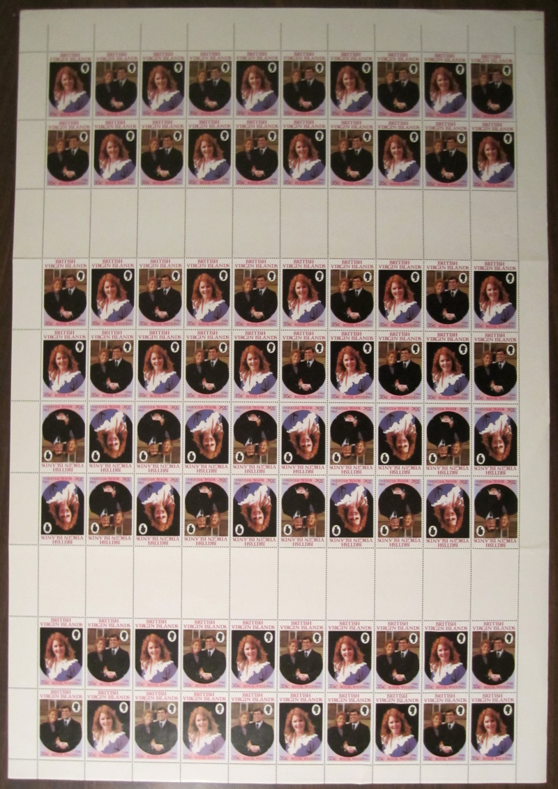 British Virgin Islands 1986 Royal Wedding Genuine Uncut Press Sheet