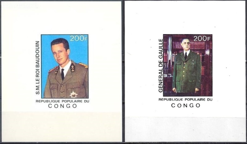 Congo 1977 King Baudouin and Charles de Gaulle Deluxe Sheetlet Set Congo 1977 King Baudouin and Charles de Gaulle Deluxe Sheetlet Set