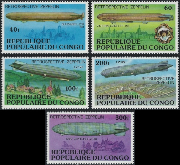 Congo 1977 History of the Zeppelin Stamps Congo 1977 History of the Zeppelin Stamps