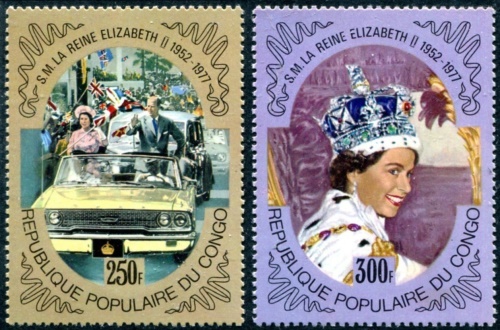 Congo 1977 25th Anniversary of the Reign of Queen Elizabeth II Stamps Congo 1977 25th Anniversary of the Reign of Queen Elizabeth II Stamps