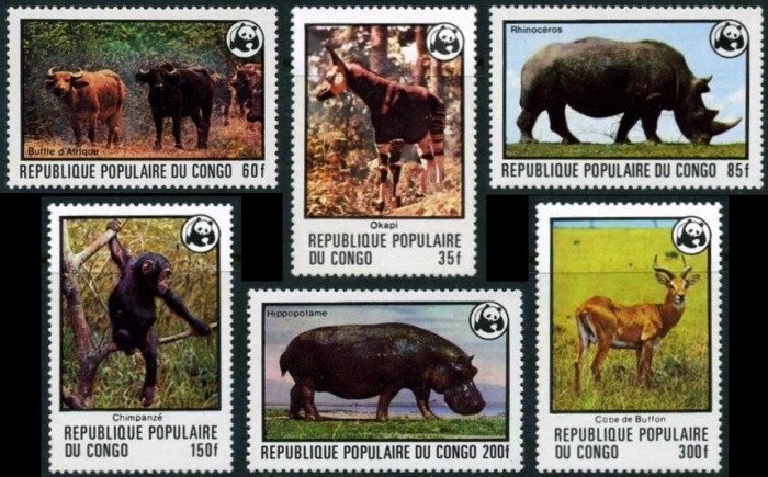 Congo 1978 Endangered Animals WWF Stamps Congo 1978 Endangered Animals WWF Stamps