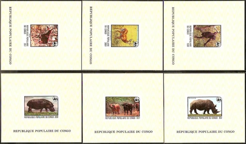 Congo 1978 Endangered Animals WWF Deluxe Sheetlet Set Congo 1978 Endangered Animals WWF Deluxe Sheetlet Set