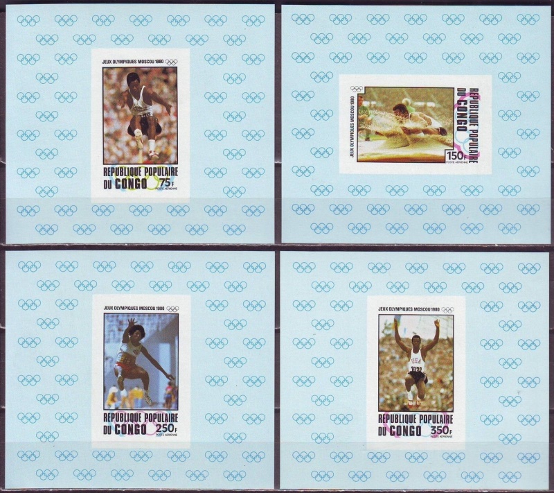 Congo 1980 Summer Olympic Games, Moscow Deluxe Sheetlet Set Congo 1980 Summer Olympic Games, Moscow Deluxe Sheetlet Set