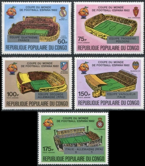 Congo 1980 World Cup Soccer Championship Finalists, Spain (1982) Stamps Congo 1980 World Cup Soccer Championship Finalists, Spain (1982) Stamps