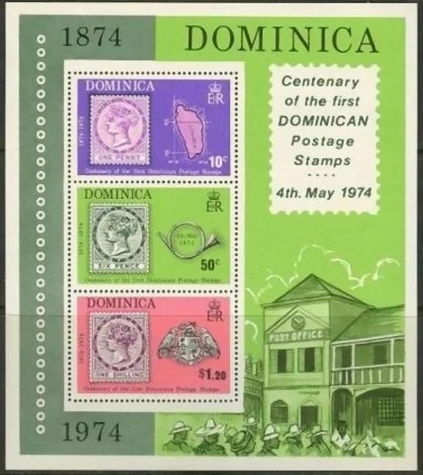 1974 Postage Stamps Centenary Souvenir Sheet 1974 Postage Stamp Centenary Souvenir Sheet