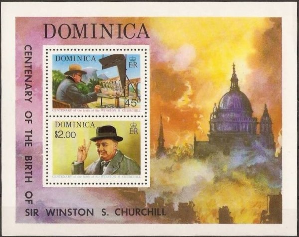1974 Birth Centenary of Sir Winston Churchill Souvenir Sheet 1974 Birth Centenary of Sir Winston Churchill Souvenir Sheet
