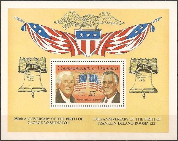 1981 Birth Anniversaries of George Washington and Franklin Roosevelt Souvenir Sheet 1981 Birth Anniversaries of George Washington and Franklin Roosevelt Souvenir Sheet