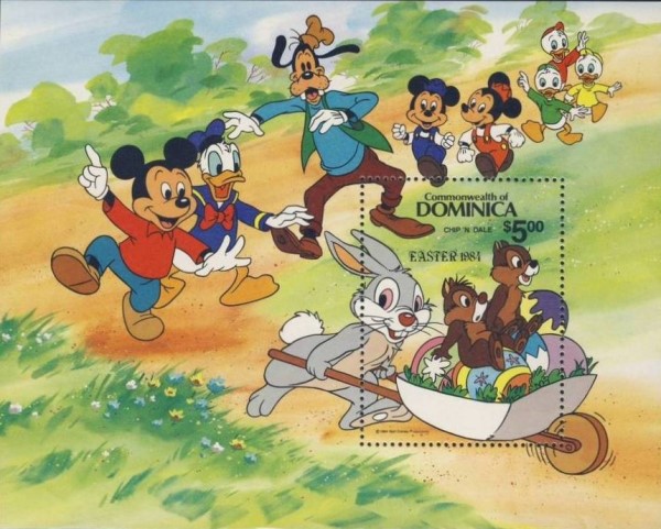 1984 Easter, Disney Characters Souvenir Sheet 1984 Easter, Disney Characters Souvenir Sheet