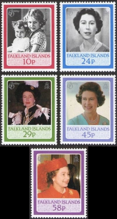 Falkland Islands 1986 60th Birthday of Queen Elizabeth stamps printed ...