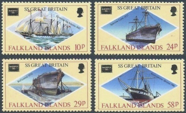 1986 AMERIPEX '86 Centenary of Arrival of S.S. Great Britain Stamps 1986 AMERIPEX '86 Centenary of Arrival of S.S. Great Britain Stamps