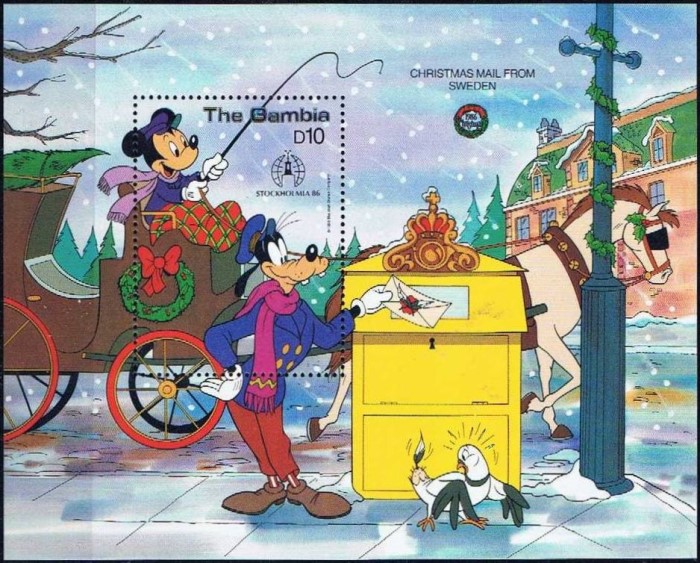 1986 Christmas, Disney Charactors Posting Letters Souvenir Sheet 1986 Christmas, Disney Charactors Posting Letters Souvenir Sheet