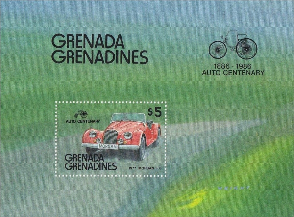 1986 Centenary of Motoring Morgan $5.00 Souvenir Sheet 1986 Centenary of Motoring Morgan $5.00 Souvenir Sheet