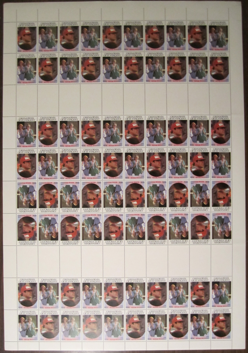 Saint Vincent Grenadines 1986 Royal Wedding Genuine Uncut Press Sheet