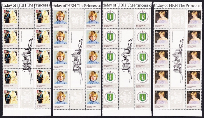 1982 Diana Stamp Gutter Strip with Vignettes 1982 Diana Stamp Gutter Strip with Vignettes