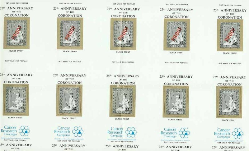 Isle of Man 1978 Coronation Black Print Proof Sheet Isle of Man 1978 Coronation Black Print Proof Sheet