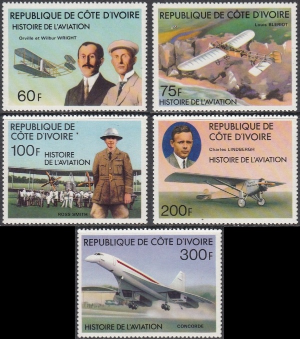Ivory Coast 1977 History of Aviation Stamps Ivory Coast 1977 History of Aviation Stamps