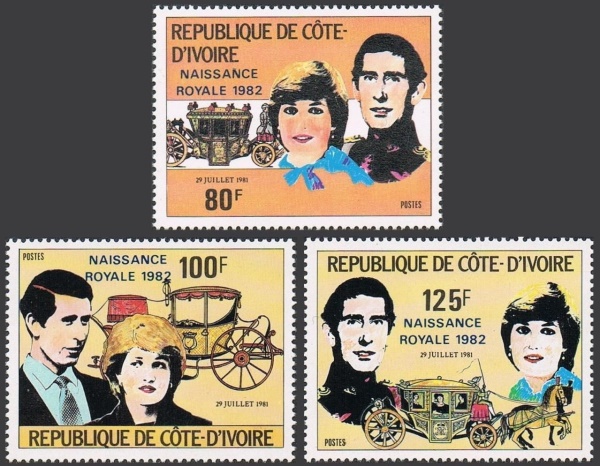 Ivory Coast 1982 Birth of Prince William of Wales Stamps Ivory Coast 1982 Birth of Prince William of Wales Stamps