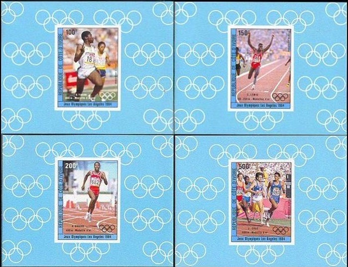 Ivory Coast 1984 Summer Olympic Games Winners, Los Angeles Deluxe Sheetlet Set Ivory Coast 1984 Summer Olympic Games Winners, Los Angeles Deluxe Sheetlet Set