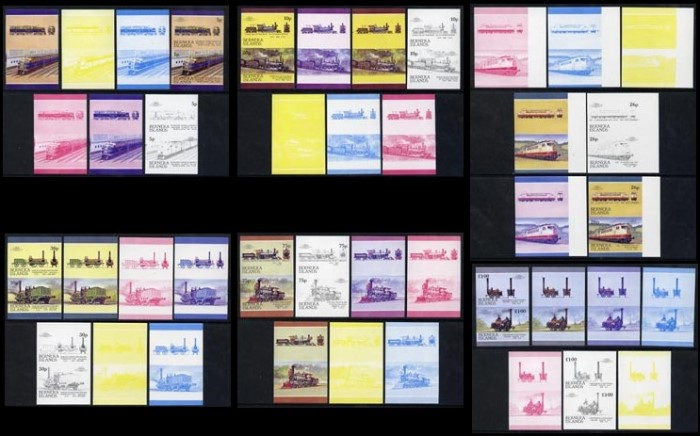 1983 Bernera Islands Leaders of the World, Locomotives (2nd series) Progressive Color Proof Stamps 1983 Bernera Islands Leaders of the World, Locomotives (2nd series) Progressive Color Proof Stamps