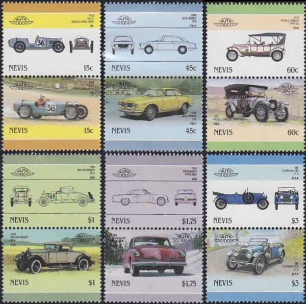 1986 Nevis Leaders of the World, Automobiles (6th series) Stamps 1986 Nevis Leaders of the World, Automobiles (6th series) Stamps