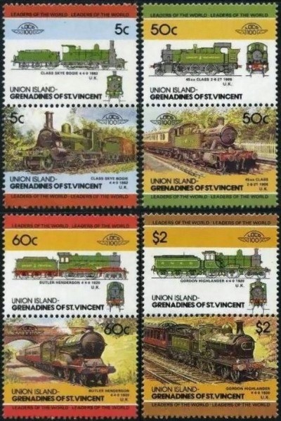 1985 Union Island Leaders of the World, Locomotives (3rd series) Stamps 1985 Union Island Leaders of the World, Locomotives (3rd series) Stamps