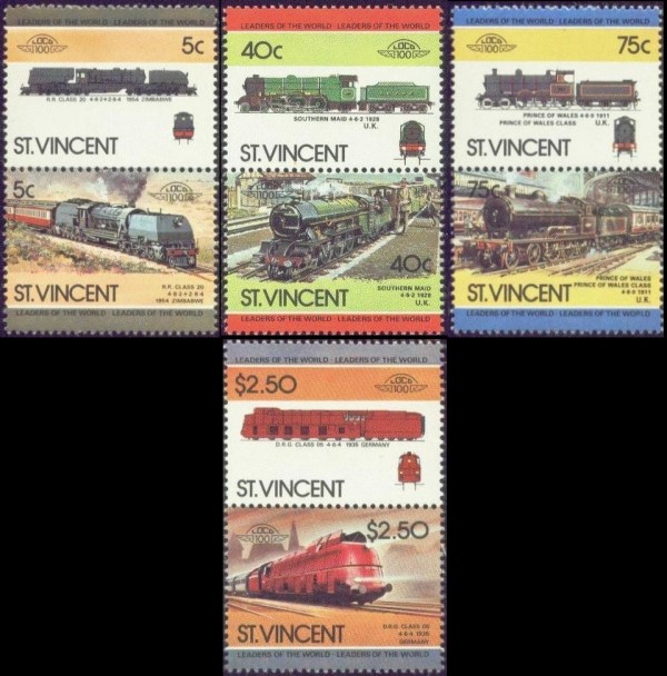 1984 Saint Vincent Leaders of the World, Locomotives (3rd series) Stamps 1984 Saint Vincent Leaders of the World, Locomotives (3rd series) Stamps
