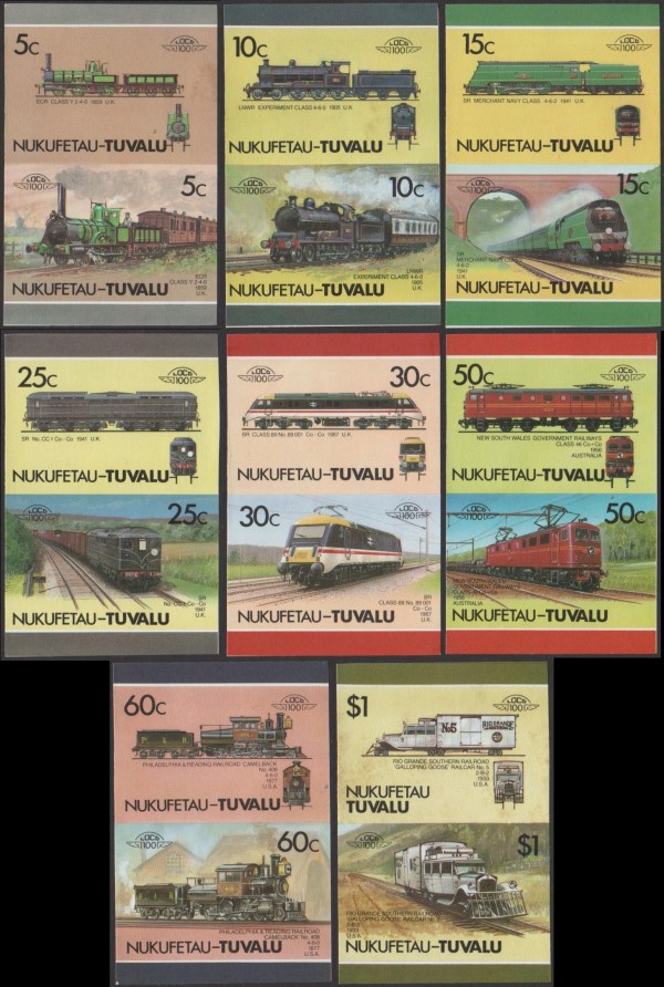 1987 Nukufetau Leaders of the World, Locomotives (3rd series) Imperforate Stamps 1987 Nukufetau Leaders of the World, Locomotives (3rd series) Imperforate Stamps