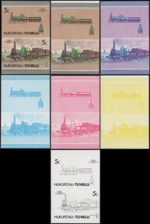 1987 Nukufetau Leaders of the World, Locomotives (3rd series) Progressive Color Proofs 1987 Nukufetau Leaders of the World, Locomotives (3rd series) Progressive Color Proofs