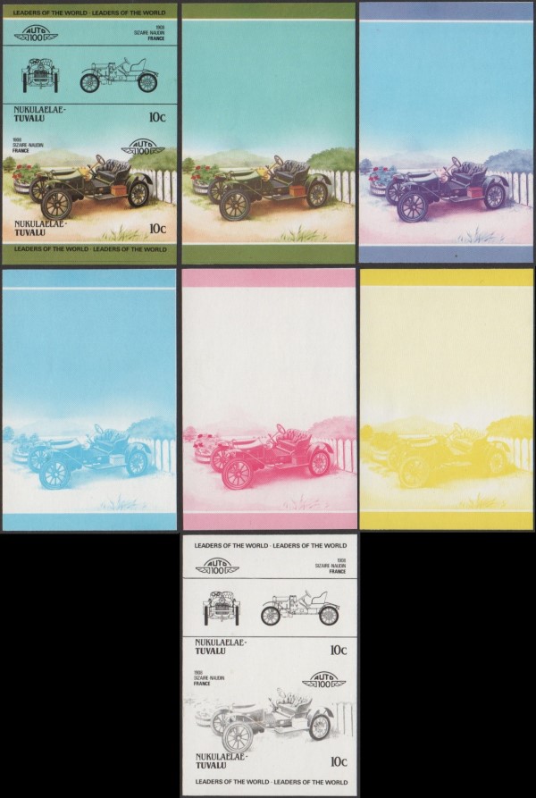 1985 Nukulaelae Leaders of the World, Automobiles (2nd series) Progressive Color Proofs 1985 Nukulaelae Leaders of the World, Automobiles (2nd series) Progressive Color Proofs